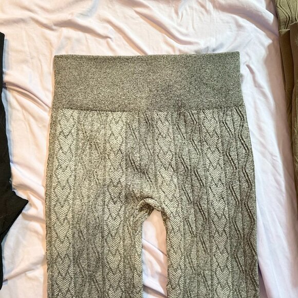 THREE pairs French Laundry brand Fleece-Lined Leggings (Blk, Brn, Gry) L/XL - Picture 5 of 13